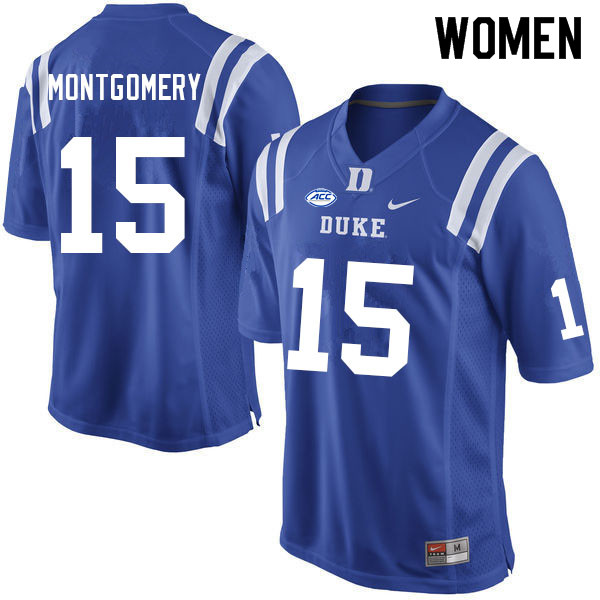 Women #15 Nakeie Montgomery Duke Blue Devils College Football Jerseys Sale-Blue - Click Image to Close